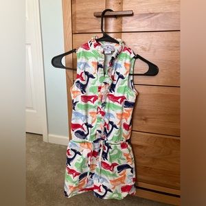 Girls size 8 Classic Prep colorful whale print romper